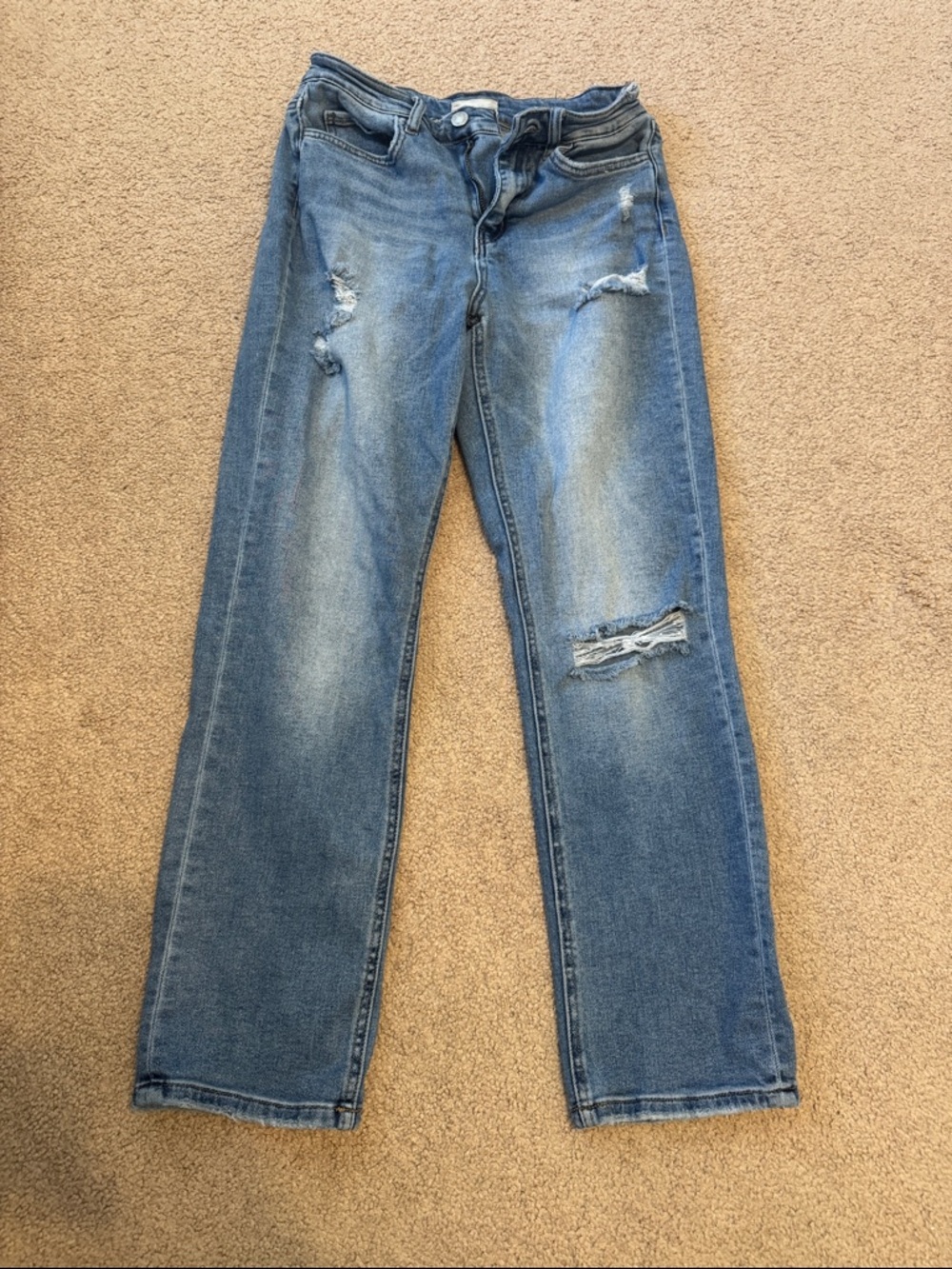 Altar'd State Distressed Blue Straight-Leg Jeans